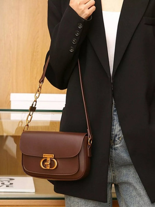 Leather Flap Shoulder Bag nicholesgifts