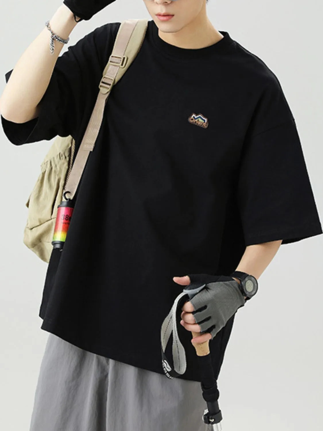 Men's Plus Size Embroidered Round Neck Half Sleeve T-Shirt Trendsi