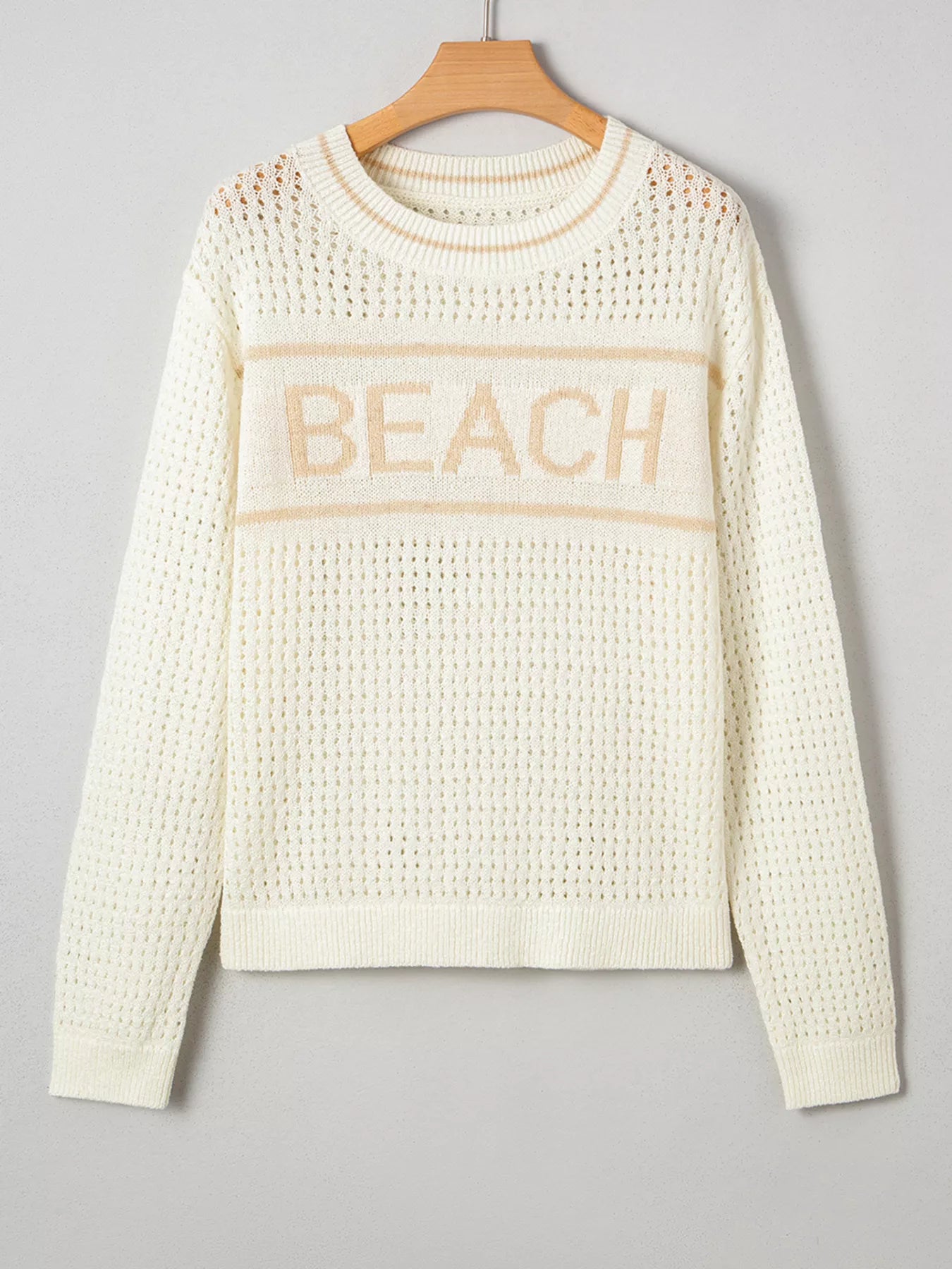 BEACH Hollow Out Knitted Lightweight Dolman Sweater