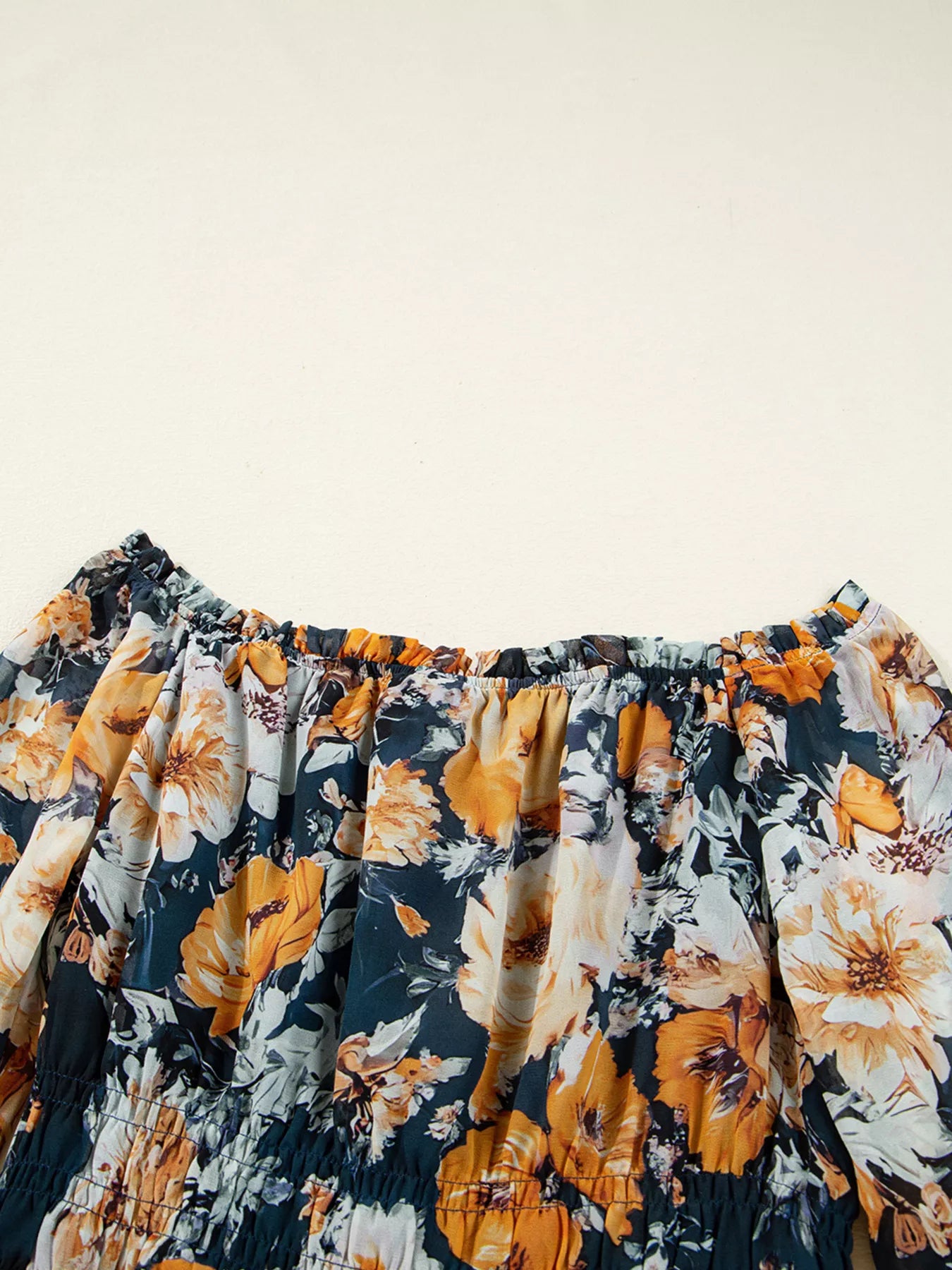 Floral Off Shoulder Bell Sleeve Smocked Peplum Top Trendsi