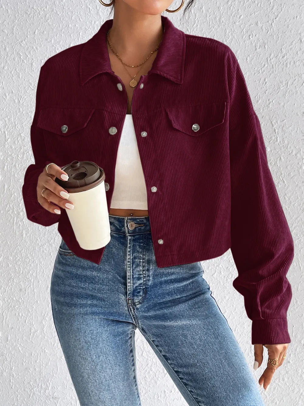 Honey Snap Down Long Sleeve Jacket nicholesgifts