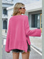 High-Low Slit Round Neck Long Sleeve Sweater nicholesgifts