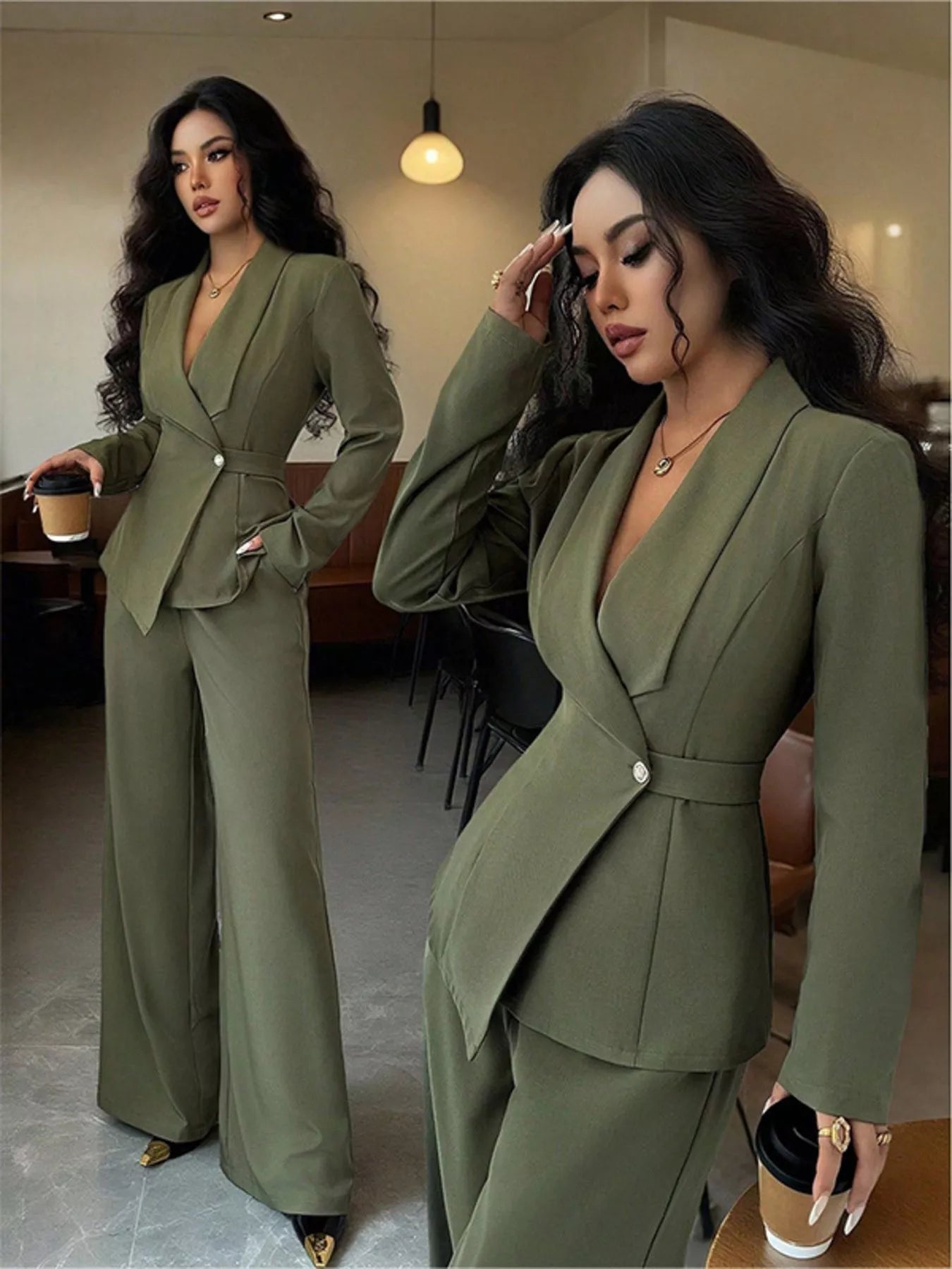 One Button Blazer and Pants Set nicholesgifts