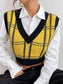 Plaid V-Neck Cropped Sweater Vest nicholesgifts