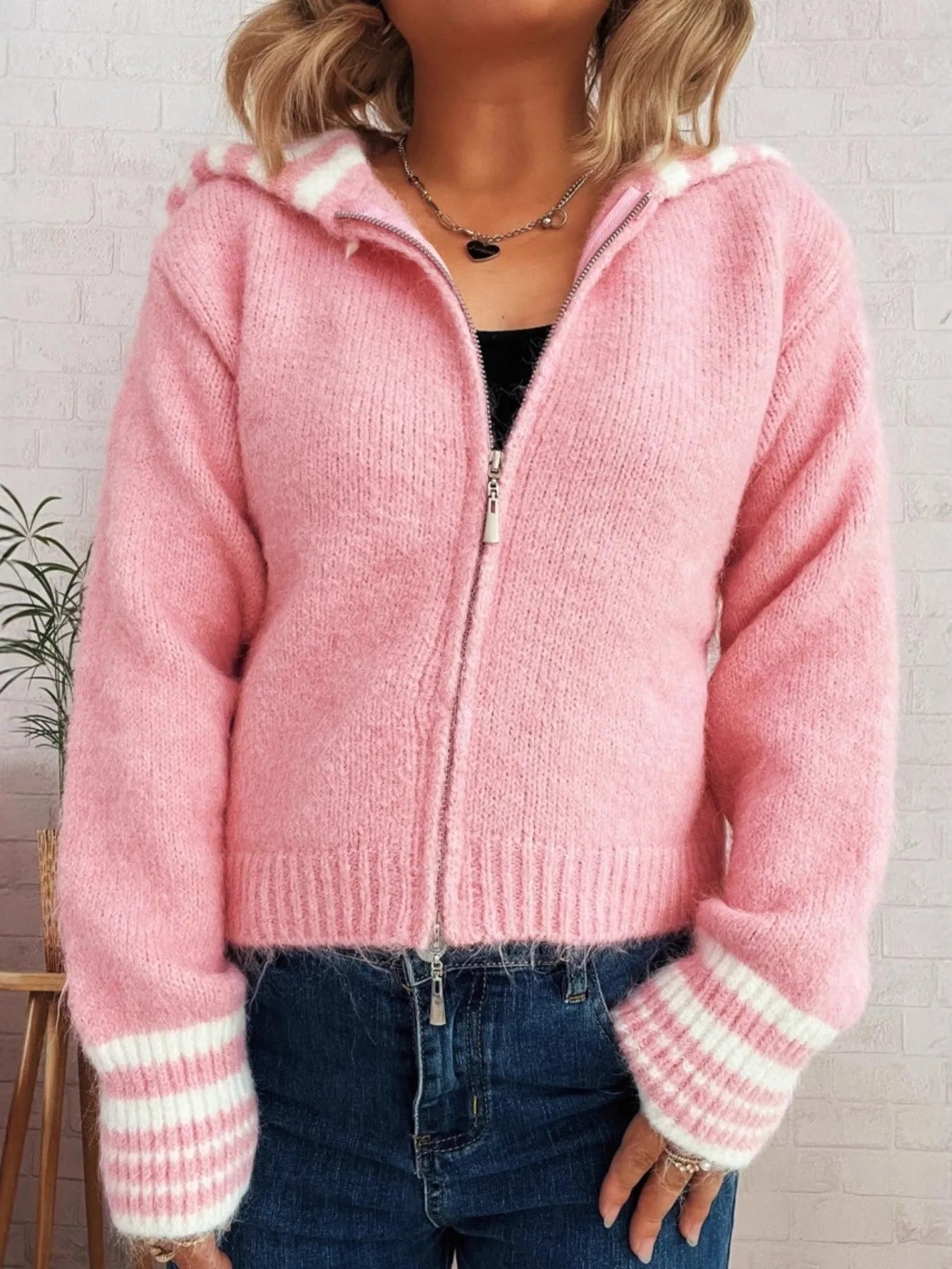 Striped Zip-Up Cardigan NicholesGifts