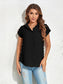 Women Swiss Dot Button Up Cap Sleeve Shirt nicholesgifts