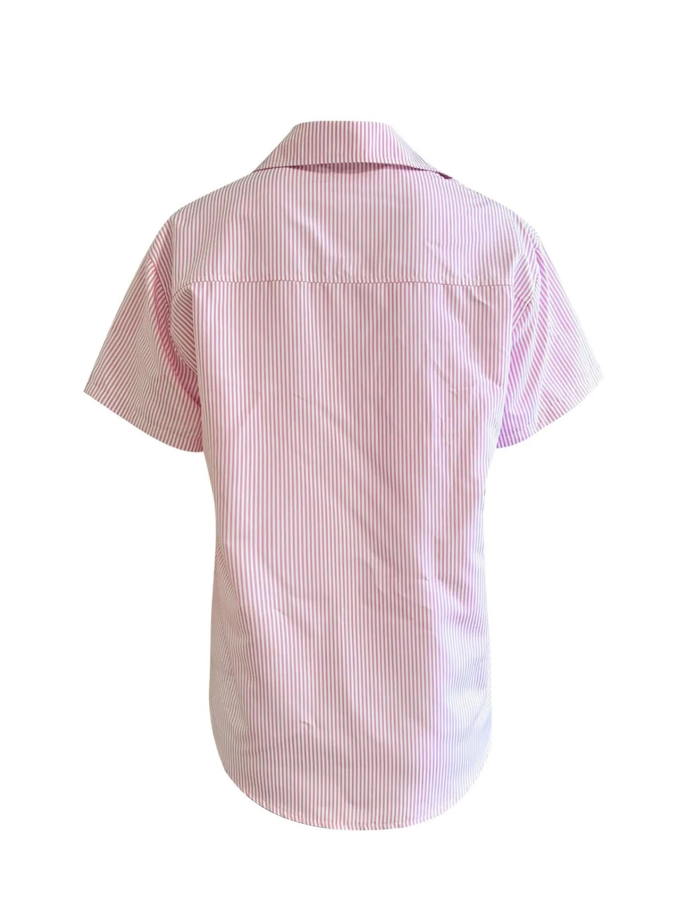 Full Size Striped Button-Up Casual Shirt with Pocket Plus Size nicholesgifts