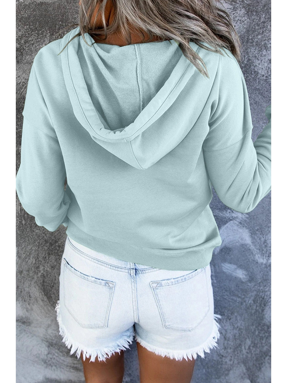 Dropped Shoulder Long Sleeve Hoodie with Pocket nicholesgifts