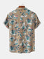 Men's Plus Size Floral Print Short Sleeve Button-Up Shirt nicholesgifts