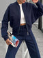 Baseball Collar Zip Up Outerwear and Drawstring Pants Set nicholesgifts