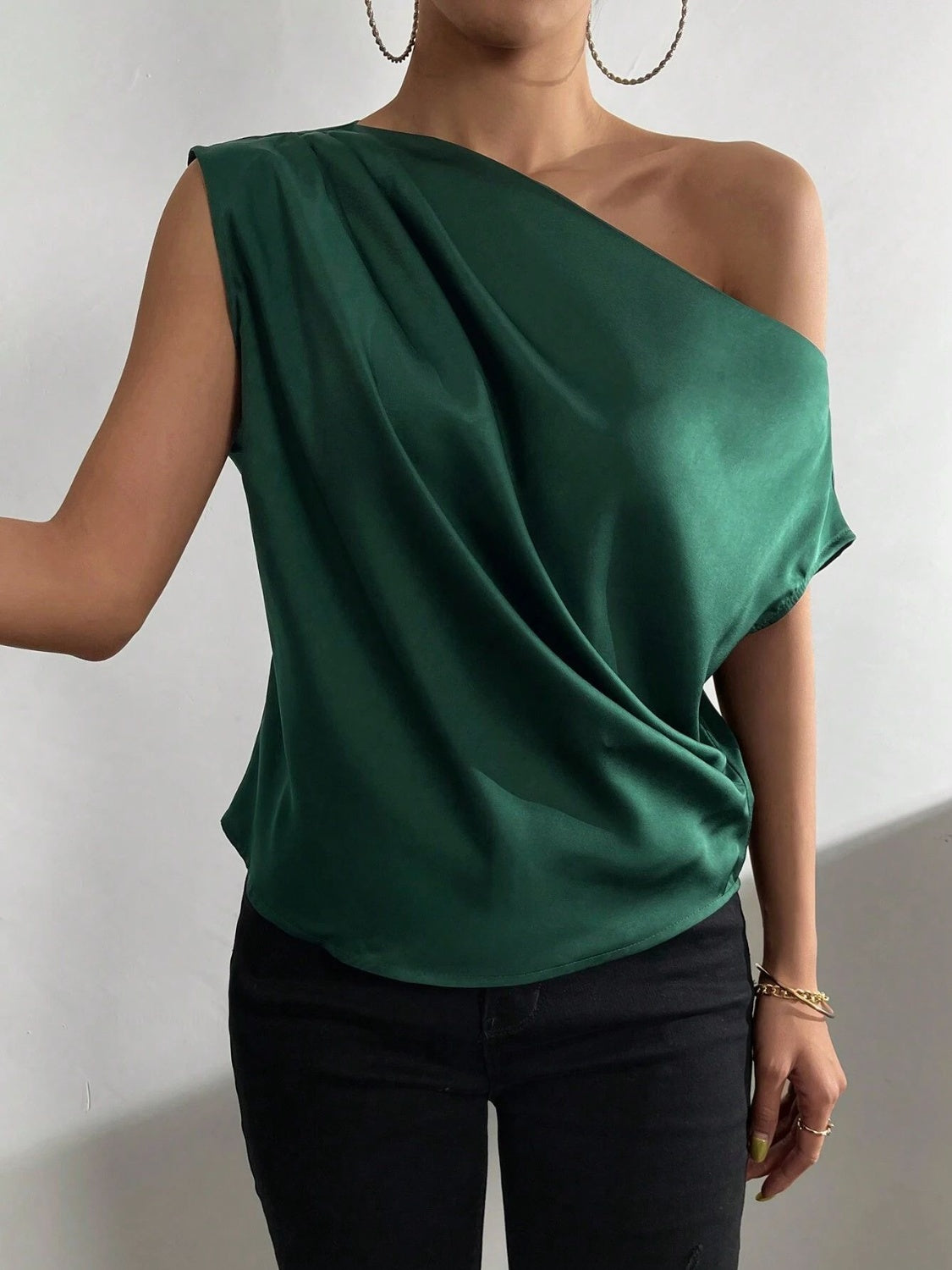 Ruched Single Shoulder Blouse nicholesgifts