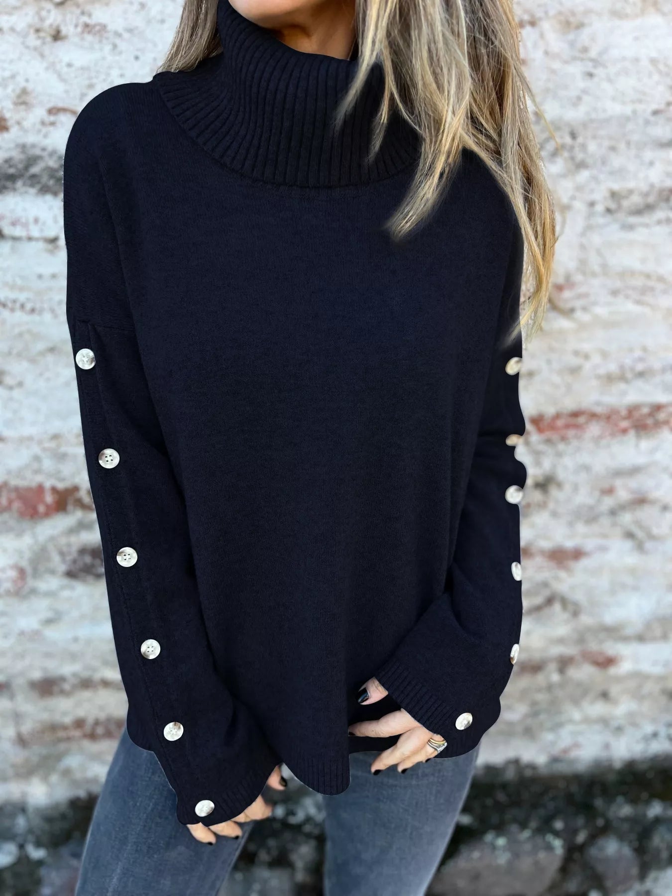 Full Size Turtleneck Long Sleeve Sweater Plus Size
