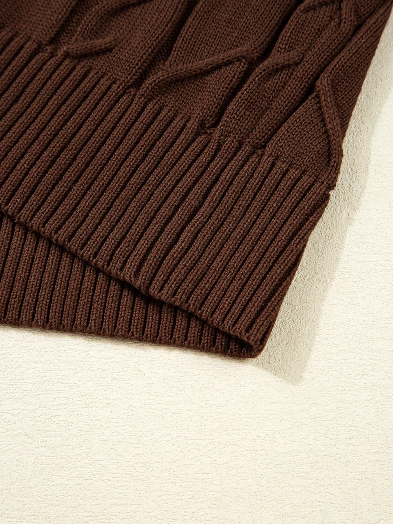 Cable Texture Crew Neck Short Sleeve Sweater Top