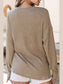 Women Quarter Button Round Neck Dropped Shoulder Knit Top nicholesgifts