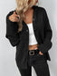 Women Button Up Drawstring Long Sleeve Hooded Cardigan nicholesgifts