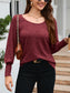 Ribbed Round Neck Lantern Sleeve Knit Top nicholesgifts