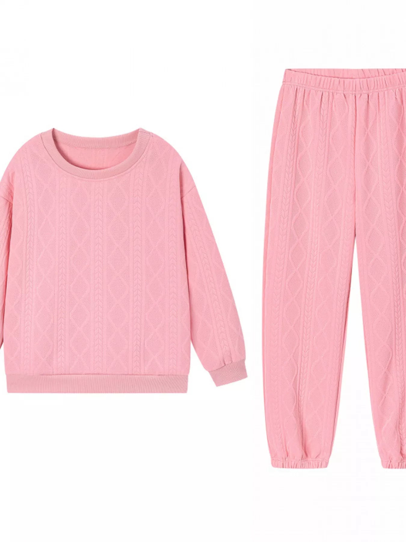 Texture Round Neck Top and Pants Set nicholesgifts