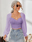 Mesh Sweetheart Neck Flounce Sleeve Top nicholesgifts