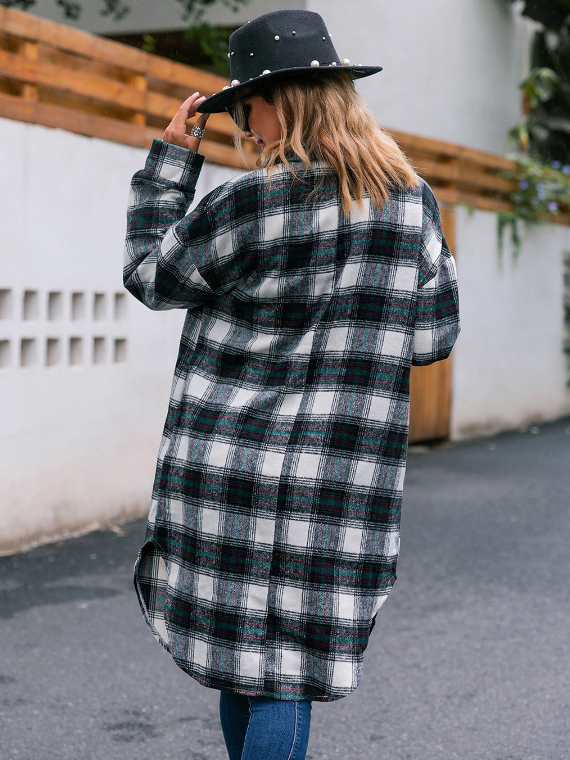 Plaid Button Up Long Sleeve Shacket nicholesgifts