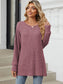 Ribbed Round Neck Long Sleeve T-Shirt nicholesgifts
