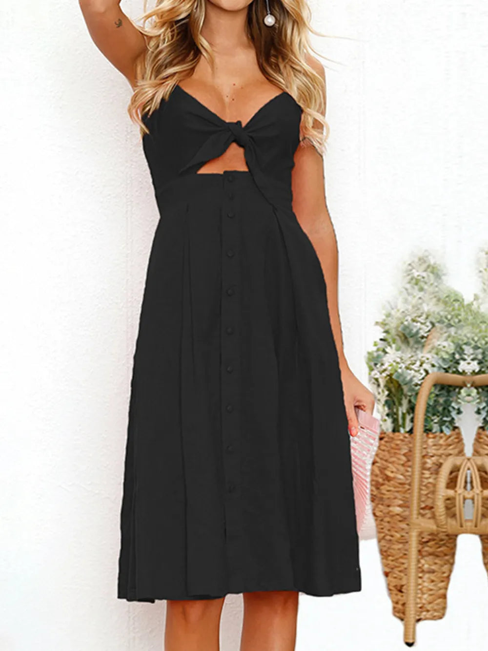Cutout Smocked Sweetheart Neck Cami Dress nicholesgifts