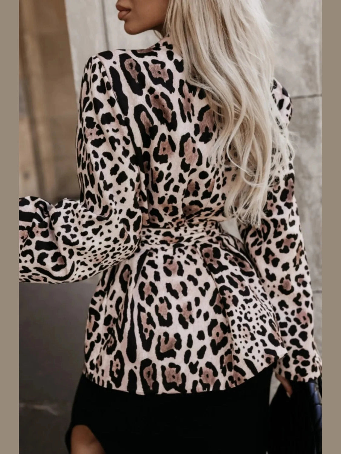 Tied Printed Collared Neck Long Sleeve Jacket Trendsi