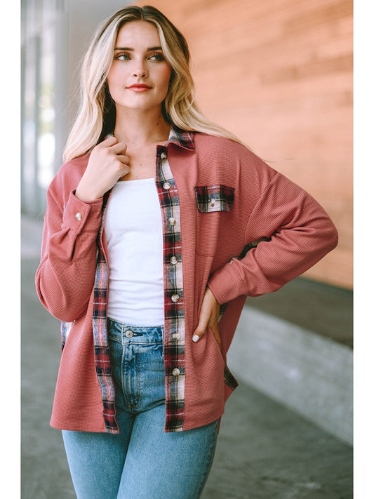 Plaid Button Down Collared Jacket NicholesGifts