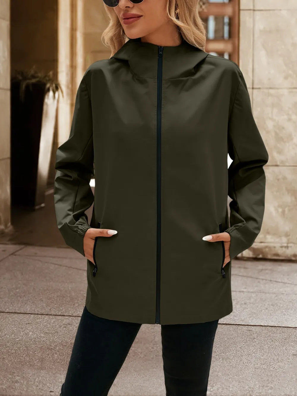 Ivy Lane Pocketed Zip Up Hooded Jacket nicholesgifts