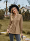 Notched Neck Flounce Sleeve Blouse nicholesgifts