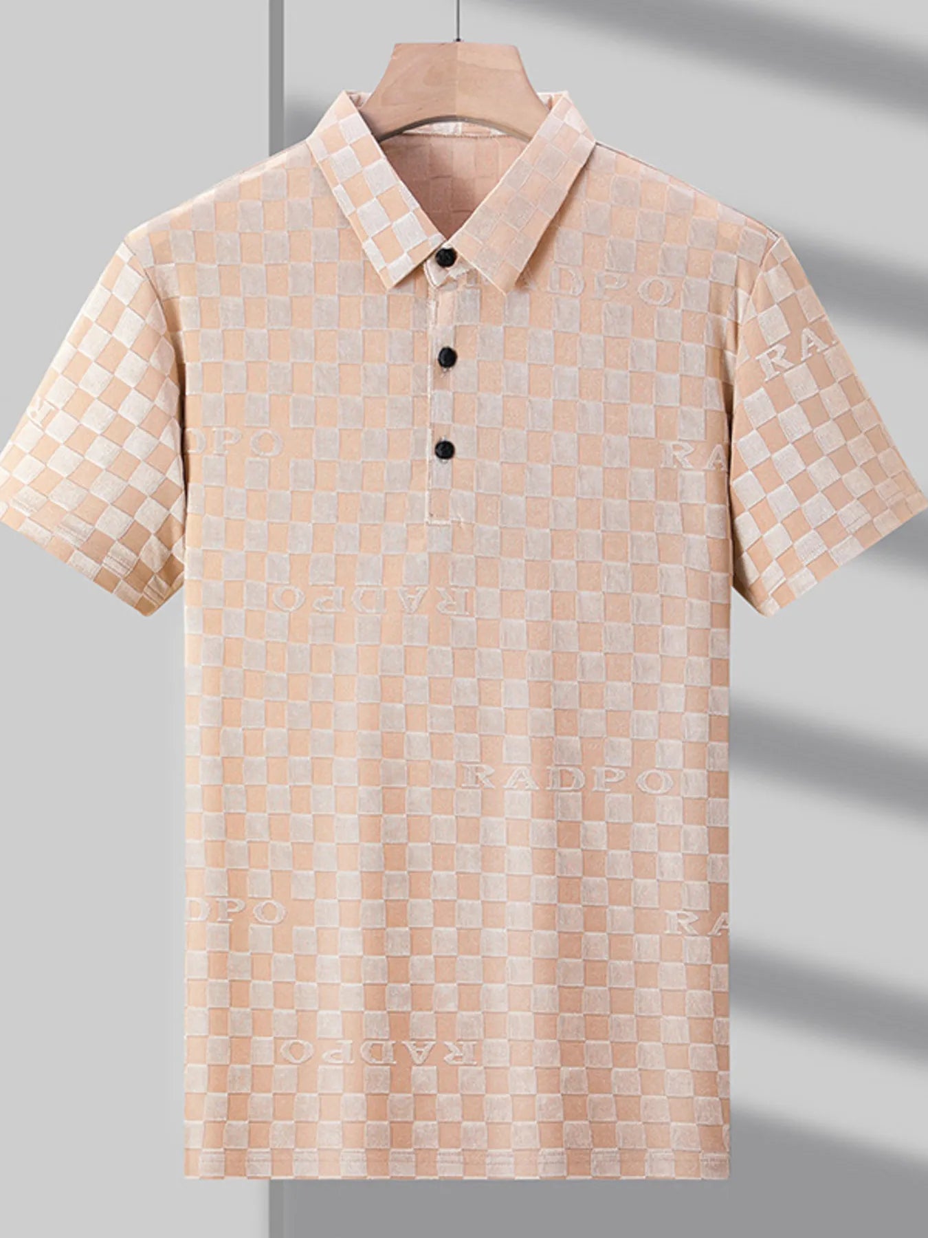 Men's Plus Size Checkered Pattern Short Sleeve Casual Polo Shirt NicholesGifts