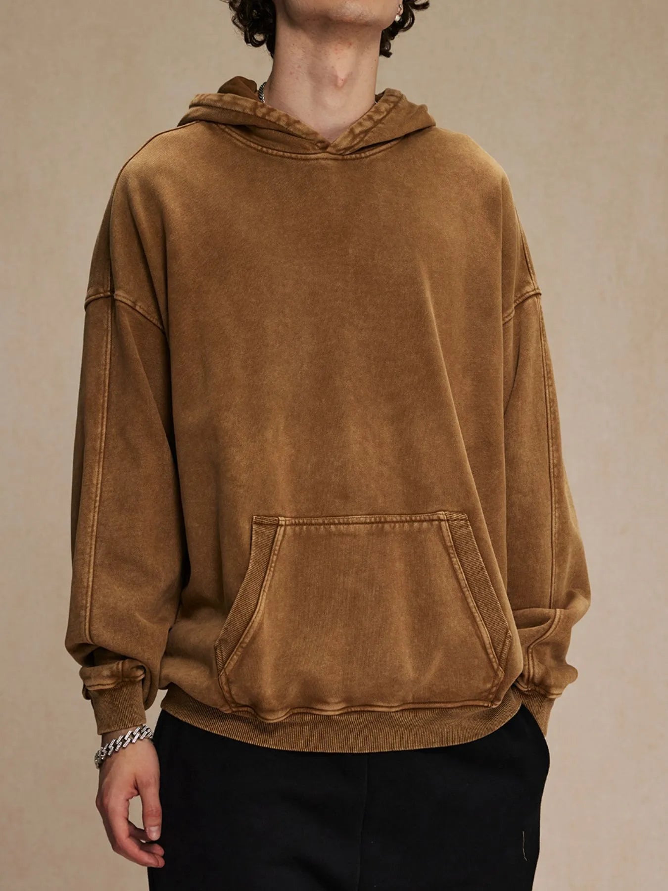 Men's Washed Oversized Long Sleeve Hoodie NicholesGifts
