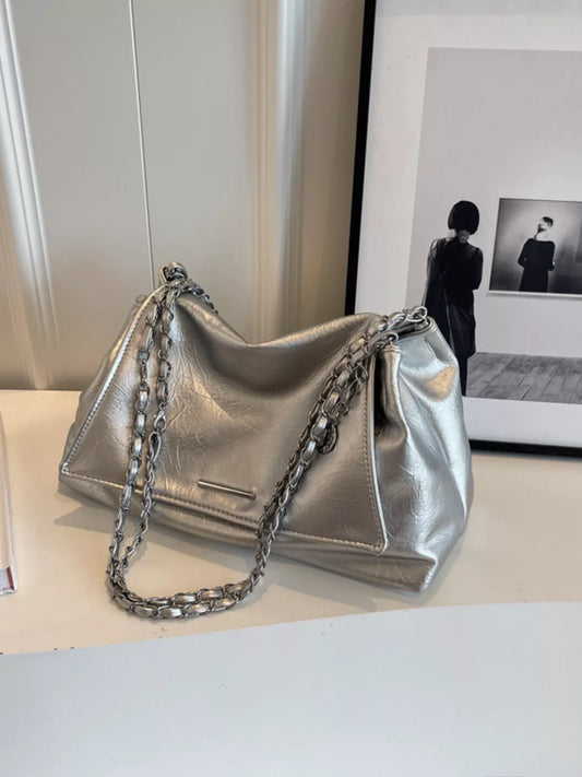 Chain Accent Flap Shoulder Bag nicholesgifts