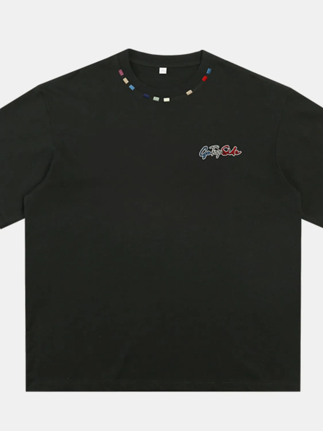 Men's Plus Size Embroidered Round Neck Half Sleeve T-Shirt Trendsi