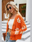 Floral Ribbed Trim Drop Shoulder Cardigan nicholesgifts