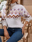 Geometric Mock Neck Long Sleeve Sweater nicholesgifts