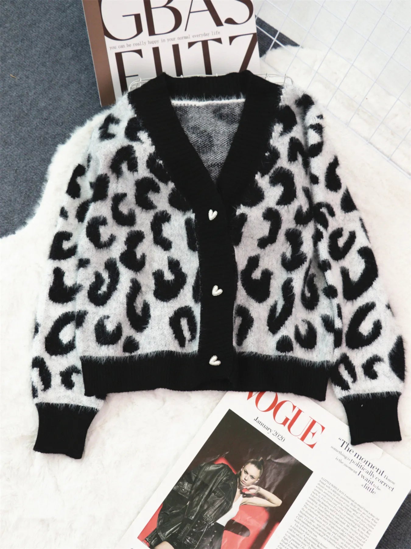 Leopard Fuzzy Button Up Cardigan