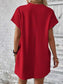Women Pocketed Round Neck Short Sleeve Dress nicholesgifts
