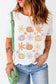 Pumpkin & Flower Round Neck Short Sleeve T-Shirt nicholesgifts
