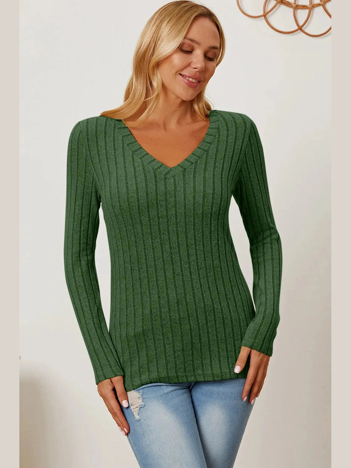 Basic Bae Full Size Ribbed V-Neck Long Sleeve T-Shirt nicholesgifts