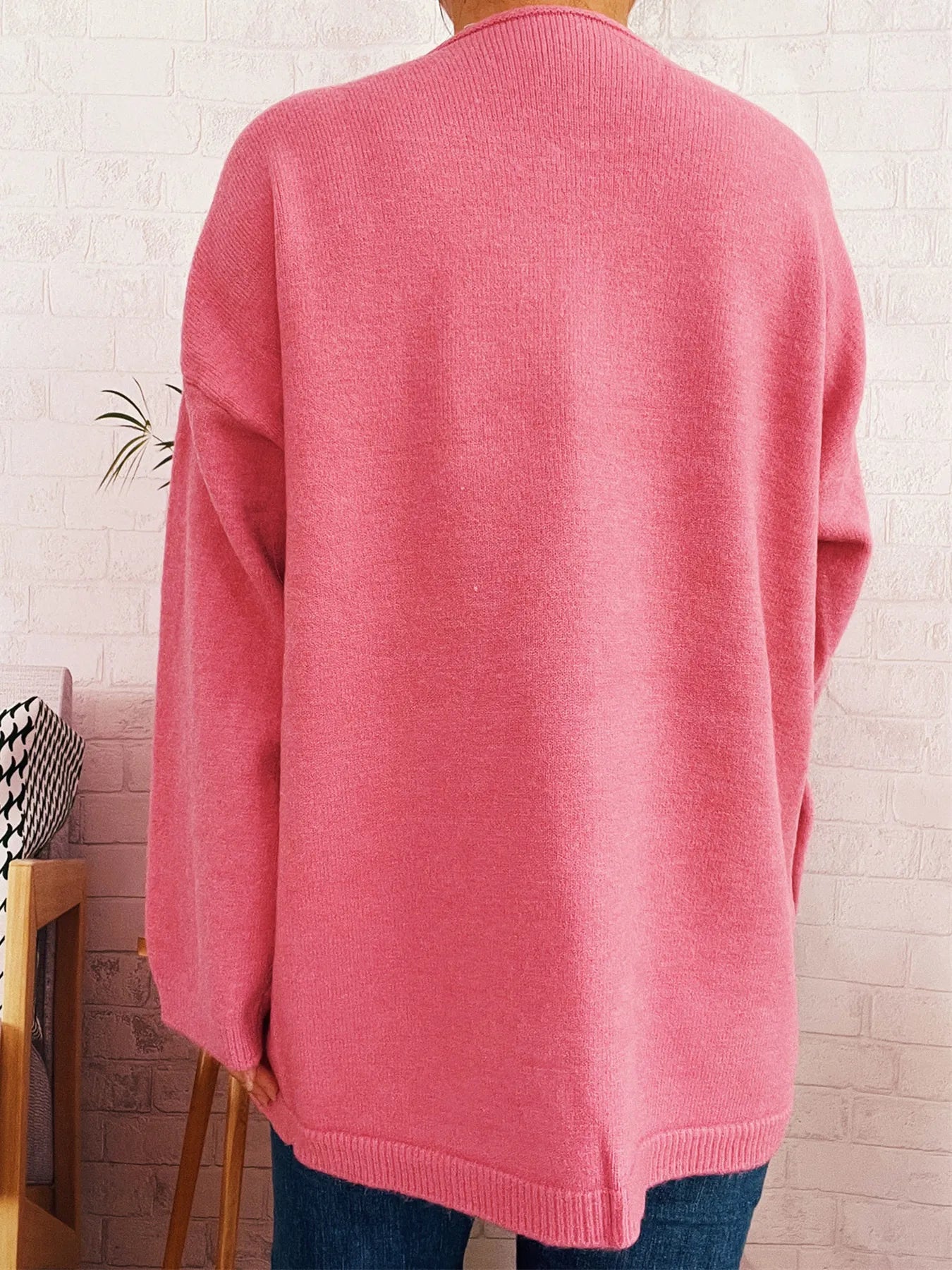 One Button Front Drop Shoulder Cardigan Trendsi