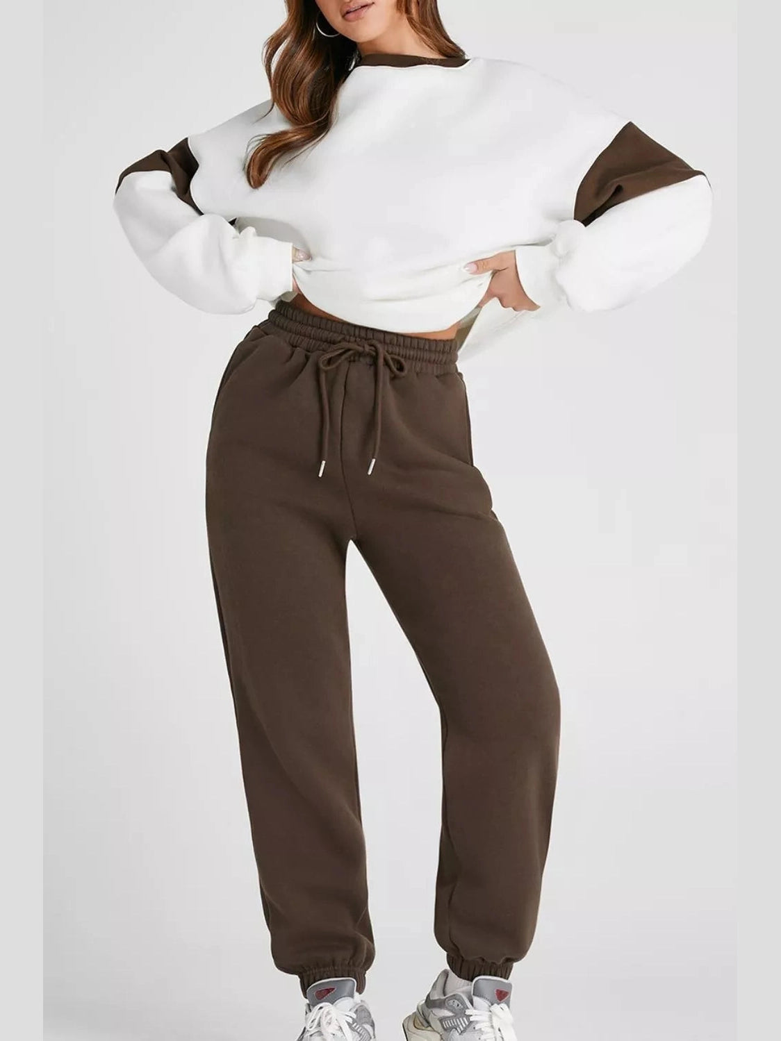 Drop Shoulder Loose Sweatshirt and Joggers Active Set nicholesgifts