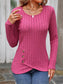 Decorative Button Round Neck Long Sleeve T-Shirt nicholesgifts