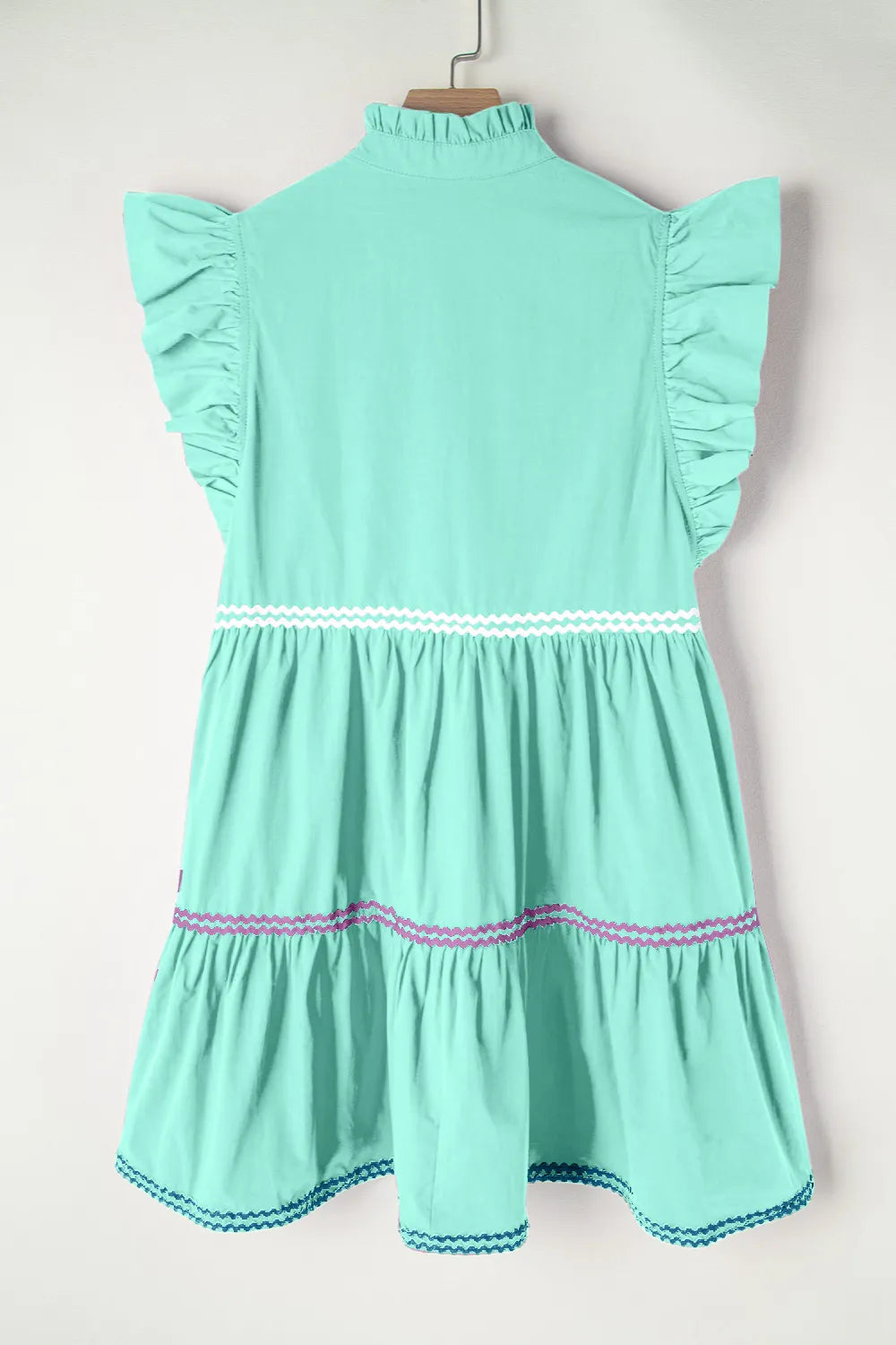 Ruffled Notched Cap Sleeve Mini Dress Trendsi