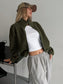 Honey Zip Up Long Sleeve Cropped Jacket nicholesgifts