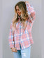 Plaid Pocketed Collared Neck Button Up Jacket nicholesgifts