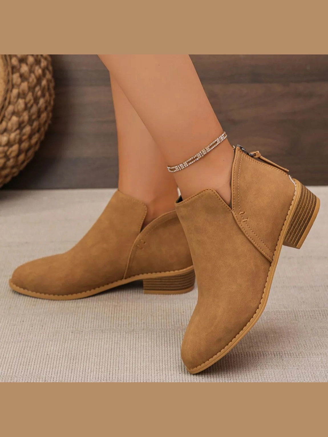 Women Point Toe Block Heels Boots nicholesgifts
