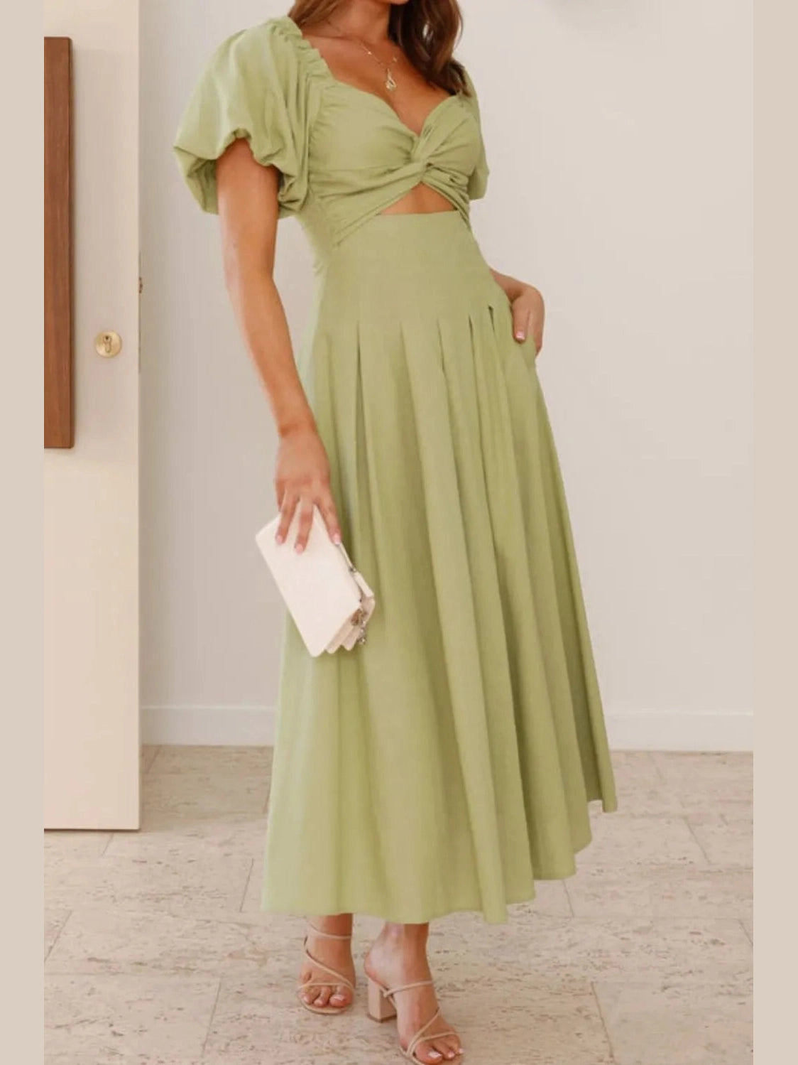 Sweetheart Neck Puff Sleeve Dress NicholesGifts