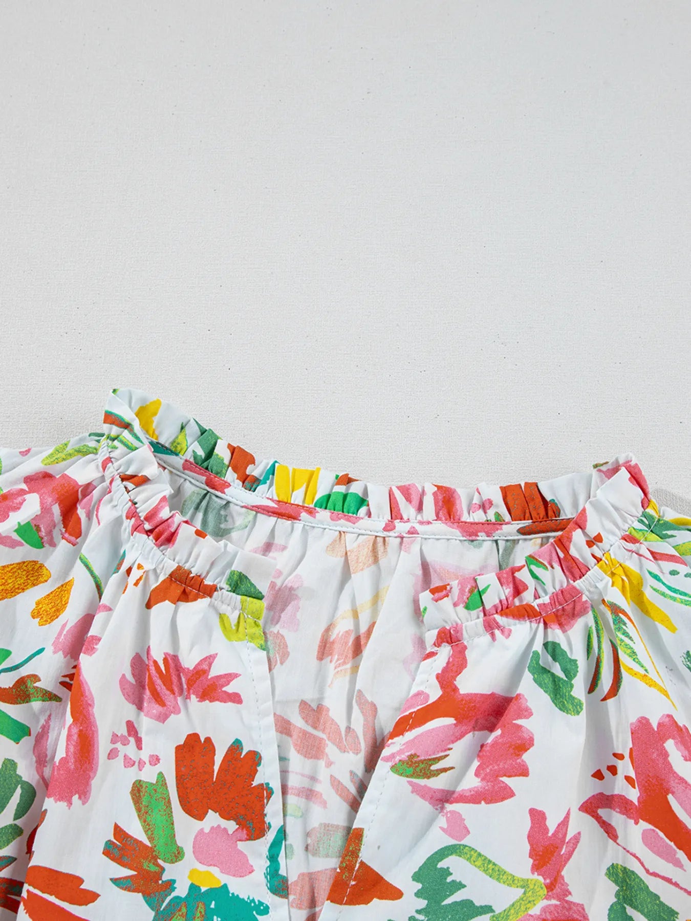 Multicolour Floral Printed Cap Sleeve Split Neck Blouse NicholesGifts