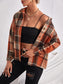Plaid Collared Neck Button Down Jacket nicholesgifts