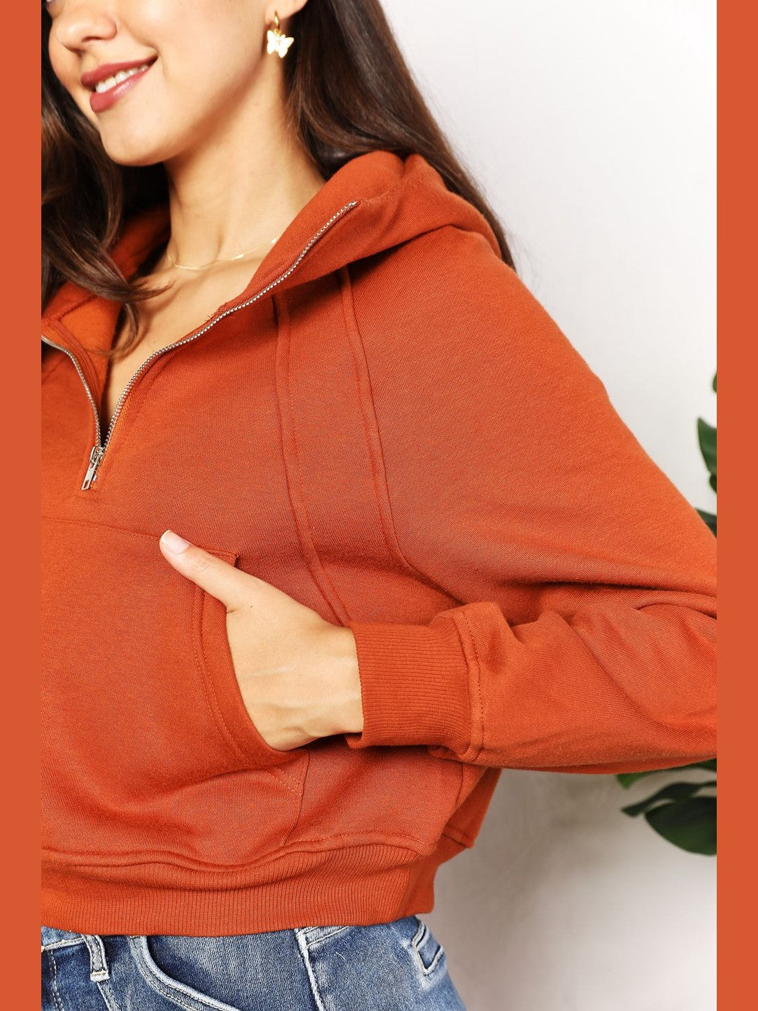 Double Take Half-Zip Long Sleeve Hoodie nicholesgifts